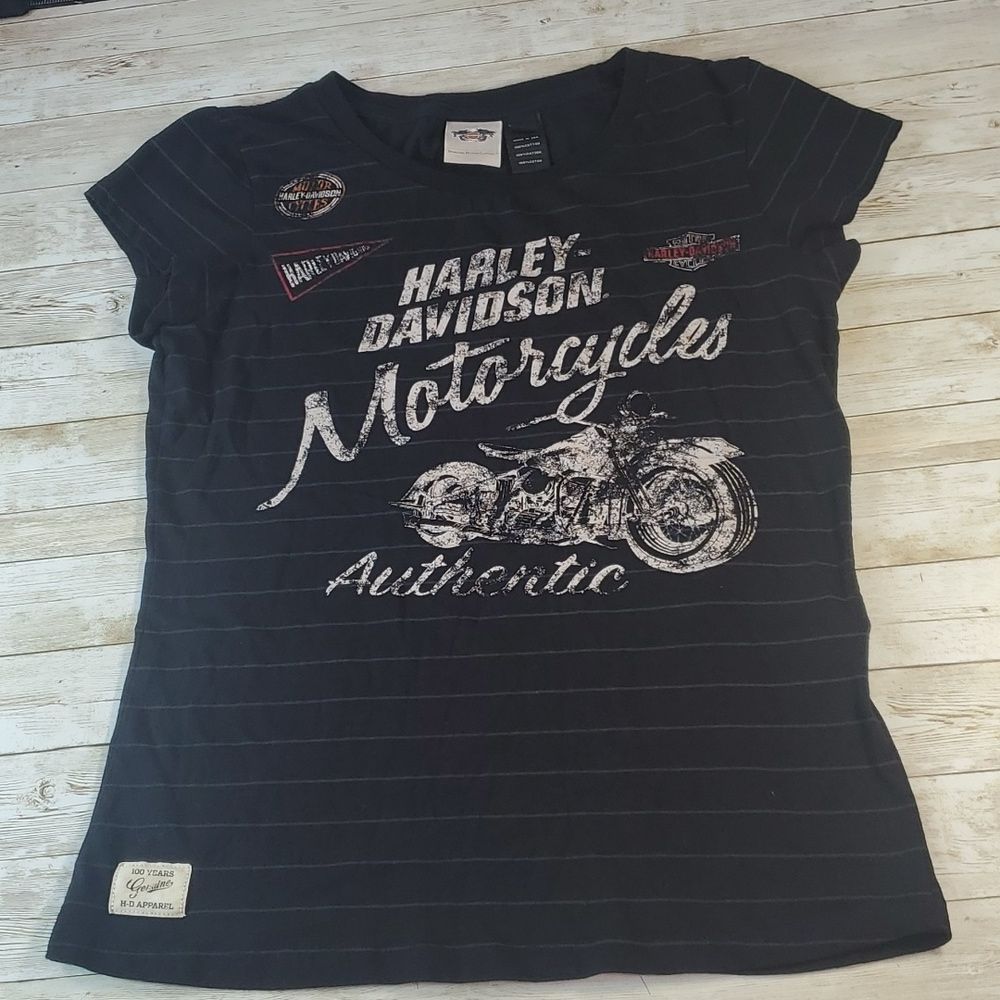Harley-Davidson Motorcycle‎ Authentic Striped 100 Years T-Shirt Size Medium